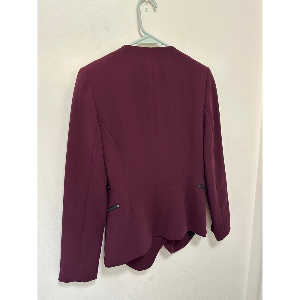 Le Chateau TP/XS Burgundy Blazer Jacket Open‎ Front Zipper Detail Petite - Picture 8 of 8